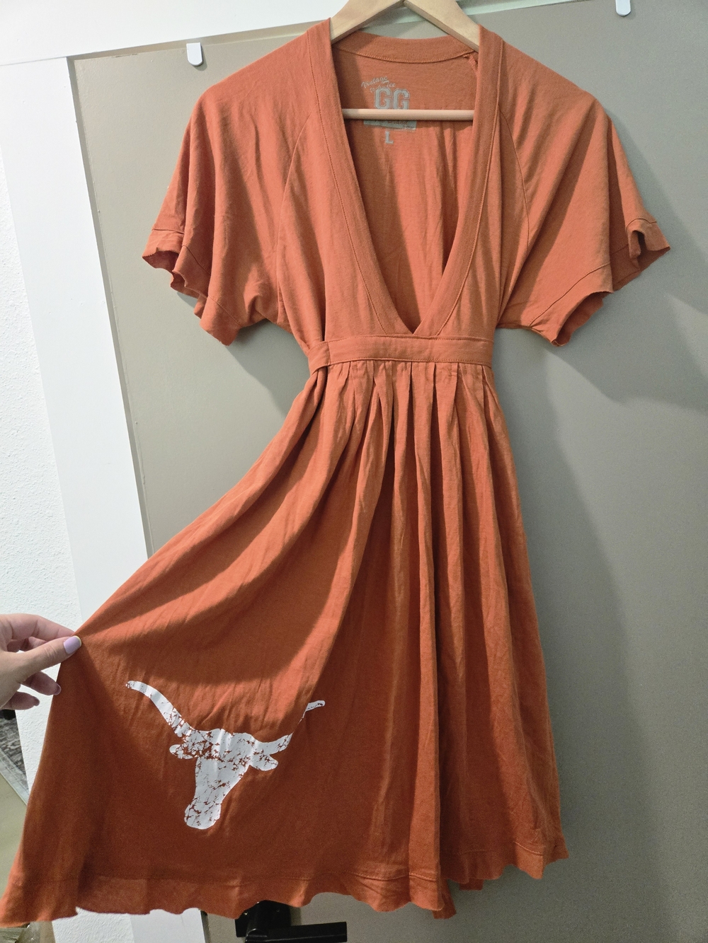 Vintage GG Texas Longhorn Burnt Orange Game Day Dress L